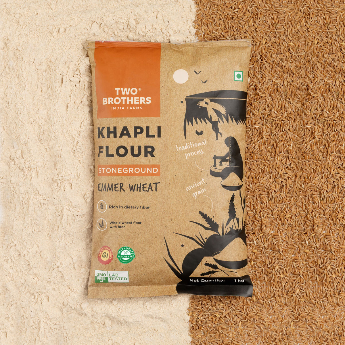 Khapli Wheat Atta (Emmer Wheat Flour) Atta Stone Ground