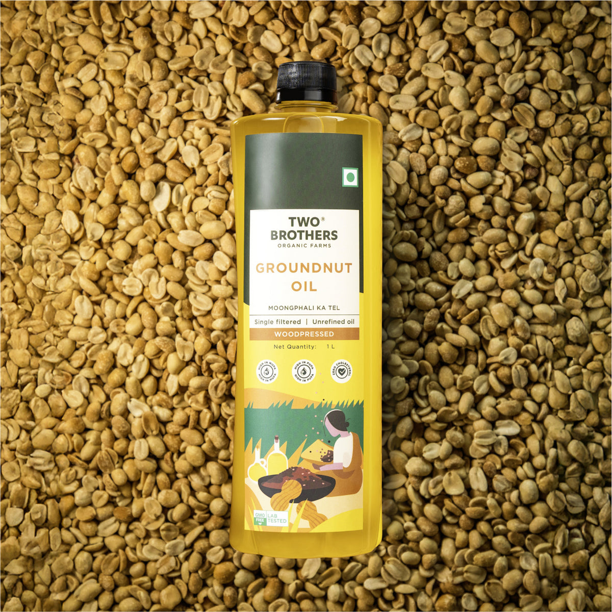 Groundnut Oil, Wood-Pressed, Single-filtered