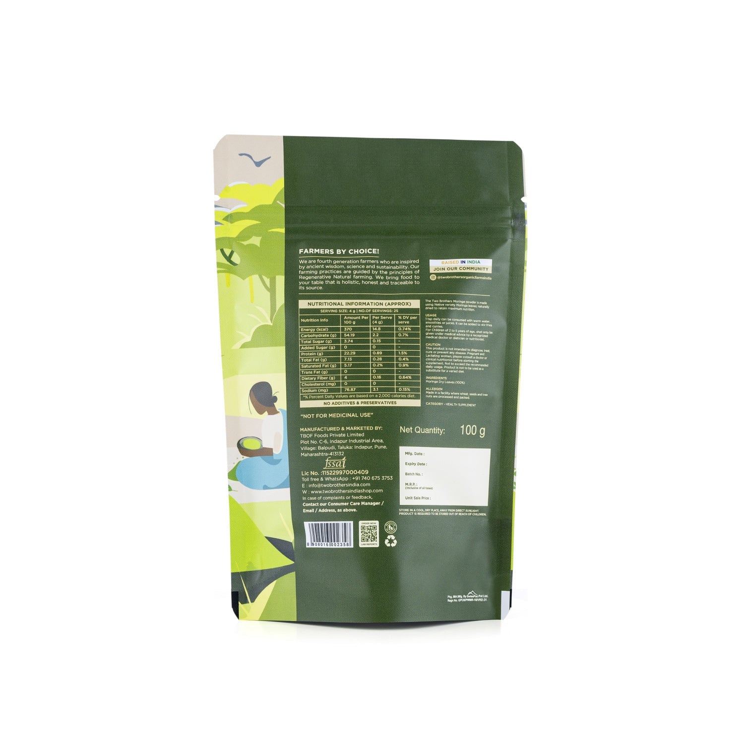 Moringa Powder, Chemical-Free Lab-Tested