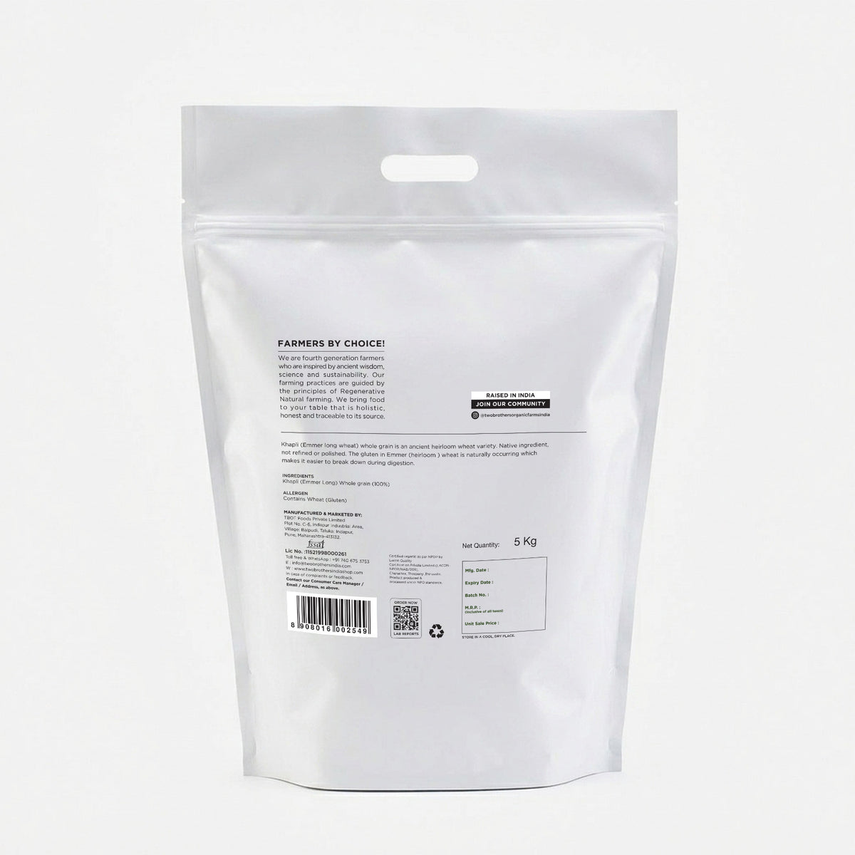 Khapli Wheat Grains (Emmer Wheat Grain) - 5kg