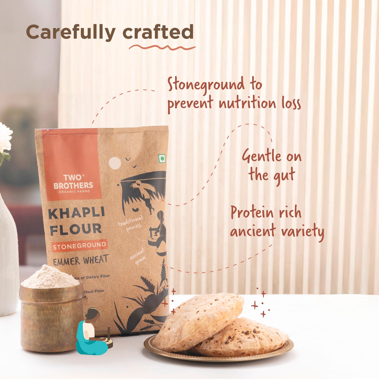 Khapli Wheat Atta (Emmer Wheat Flour) Atta Stone Ground