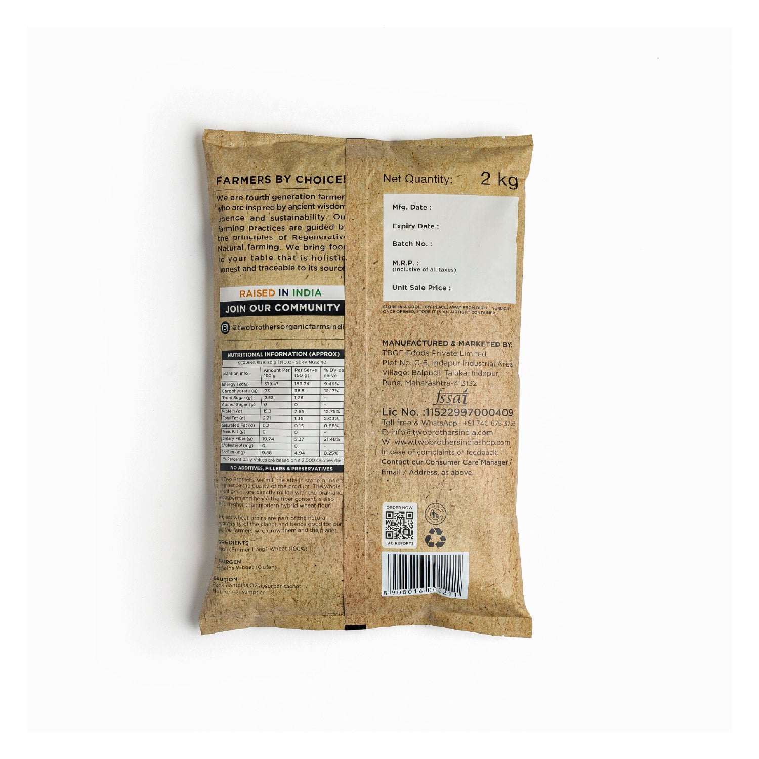 Khapli Wheat Atta (Emmer Wheat Flour) Atta Stone Ground