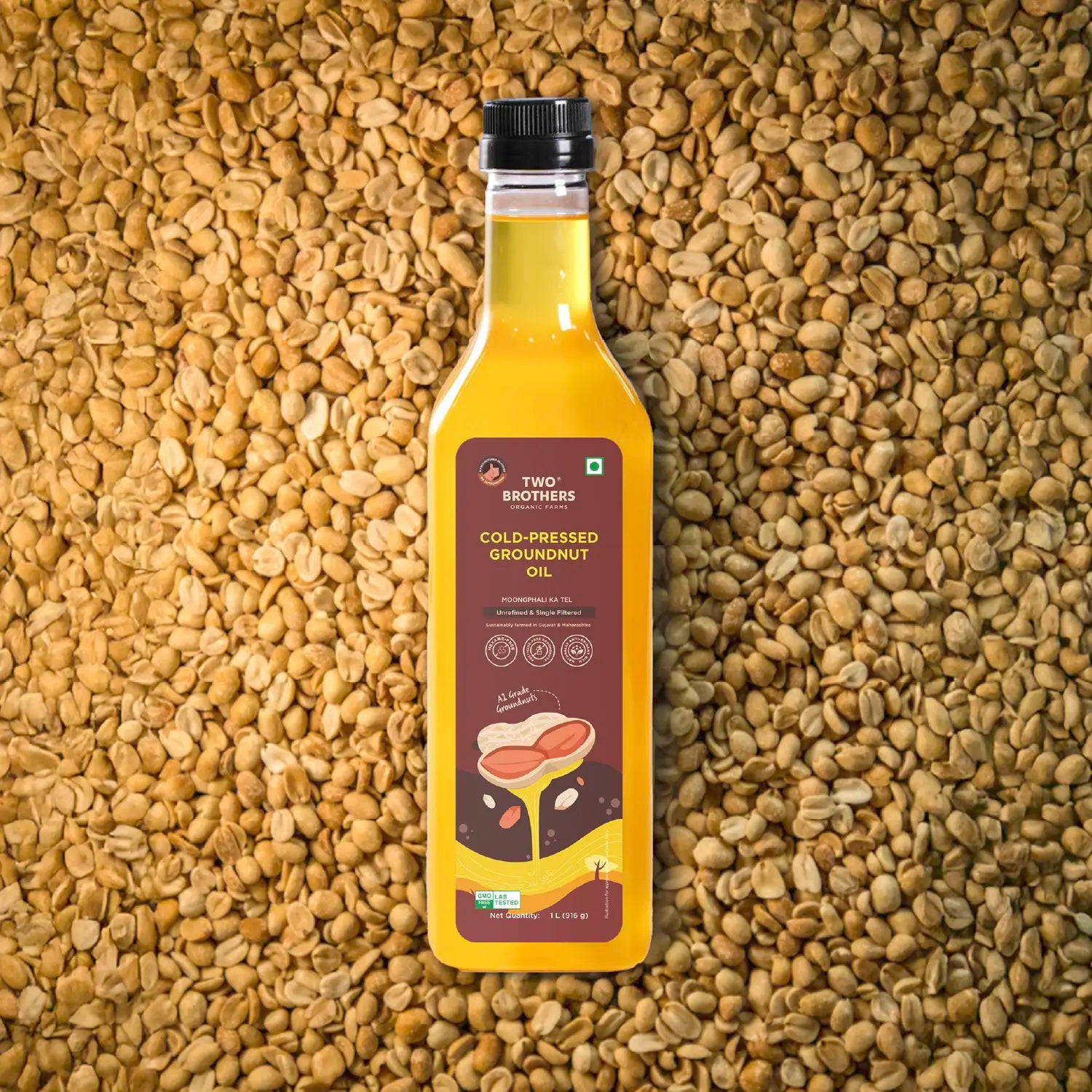Groundnut Oil, Cold-Pressed, Single-filtered