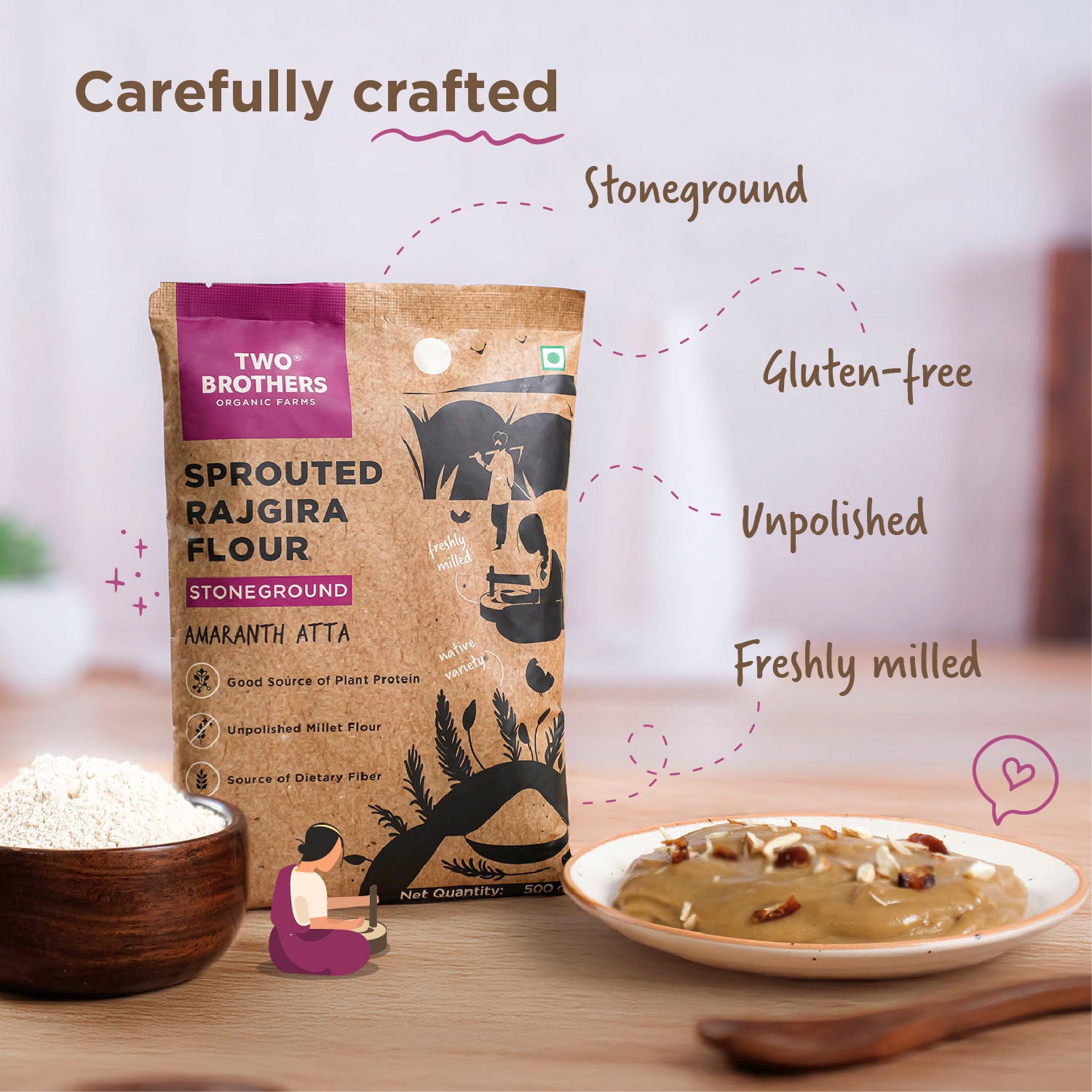 Sprouted Rajgira Atta (Sprouted Amaranth Flour), 500 gms