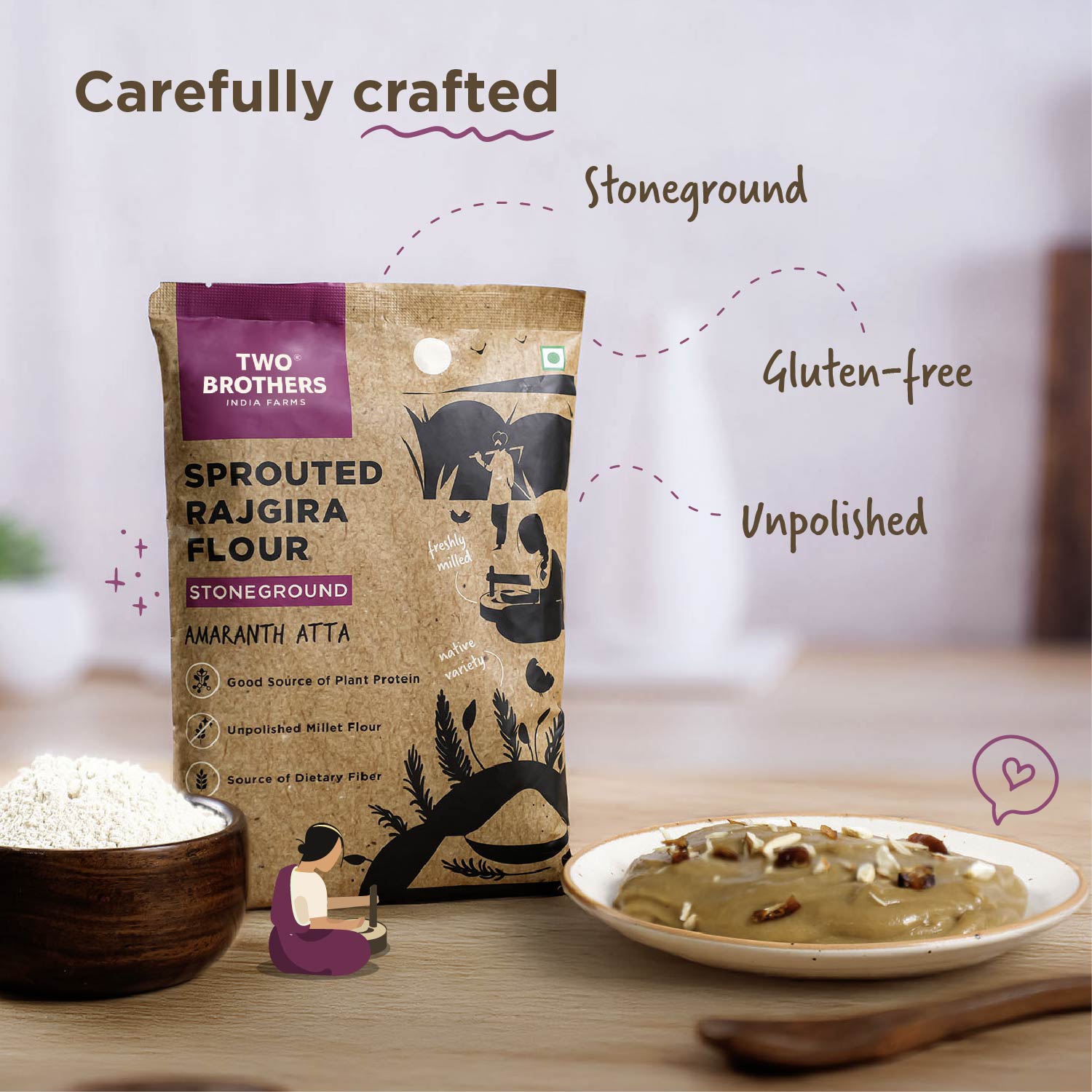 Sprouted Rajgira Atta (Sprouted Amaranth Flour), 500 gms
