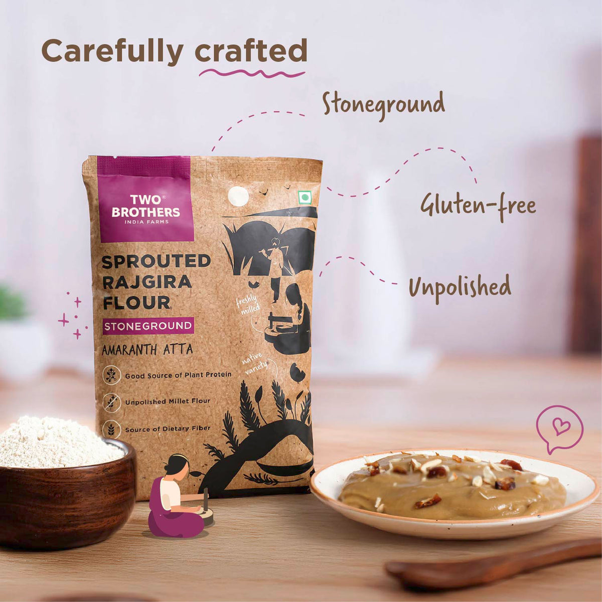 Sprouted Rajgira Atta (Sprouted Amaranth Flour), 500 gms