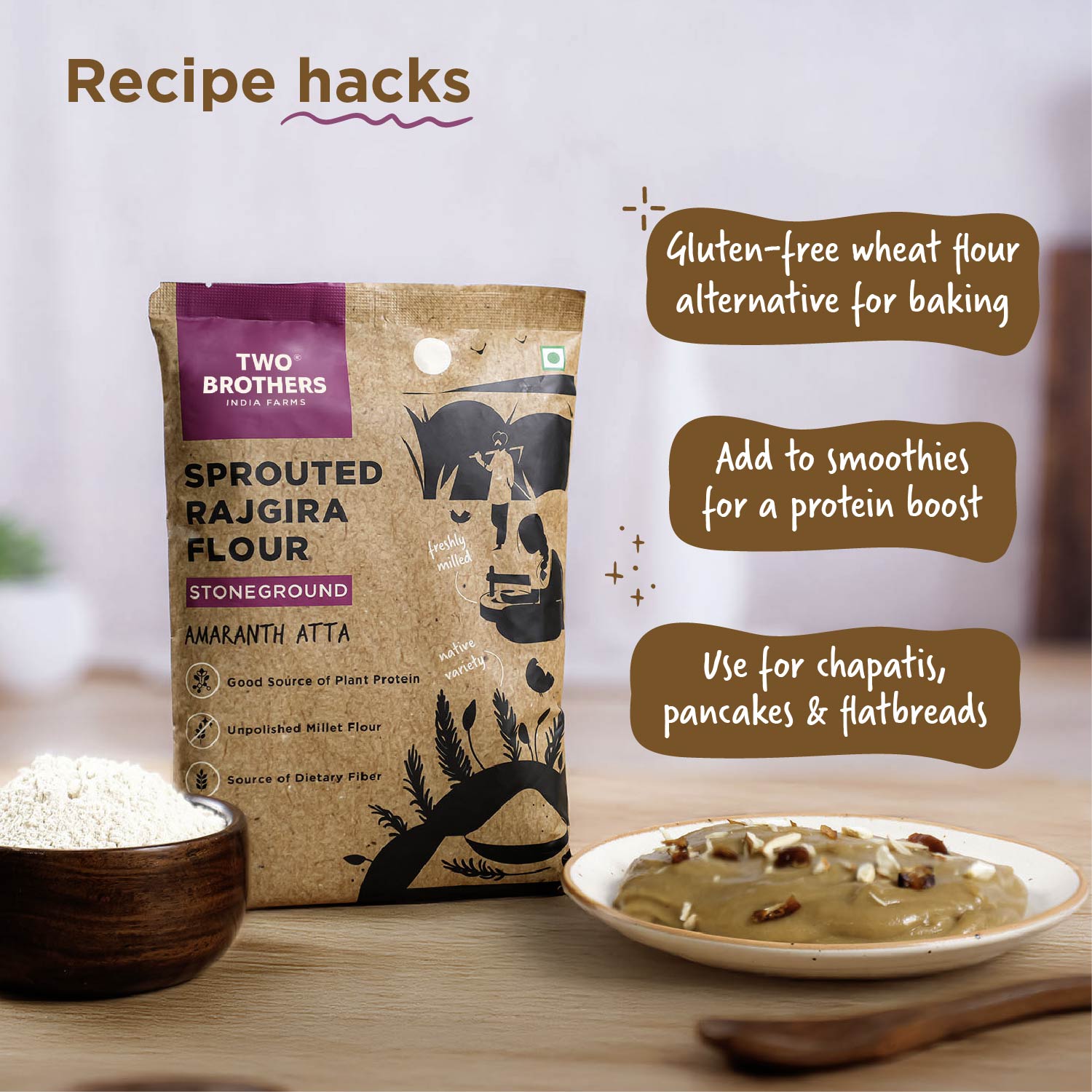 Sprouted Rajgira Atta (Sprouted Amaranth Flour), 500 gms