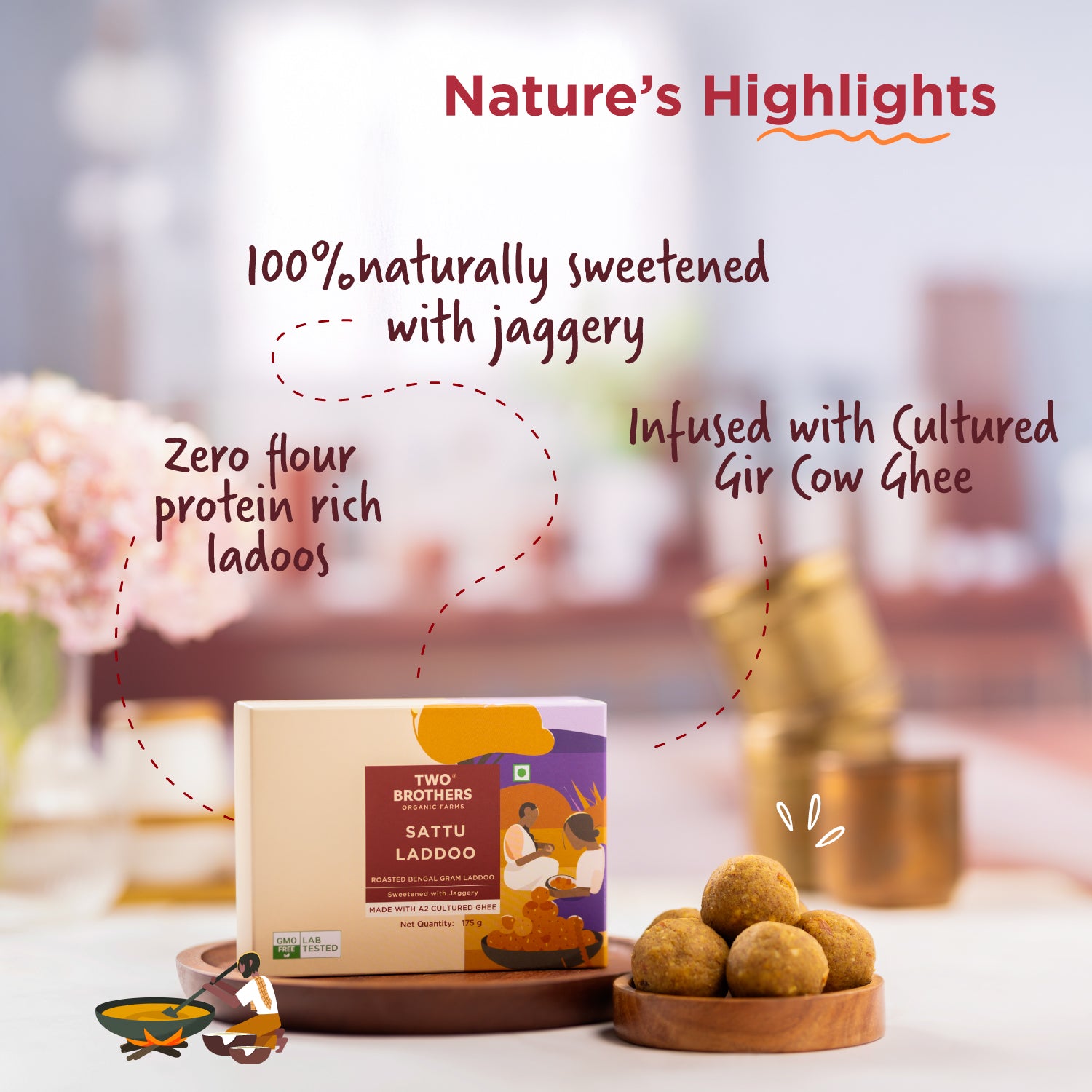 Sattu and Jaggery Laddoo, No Sugar - 175g