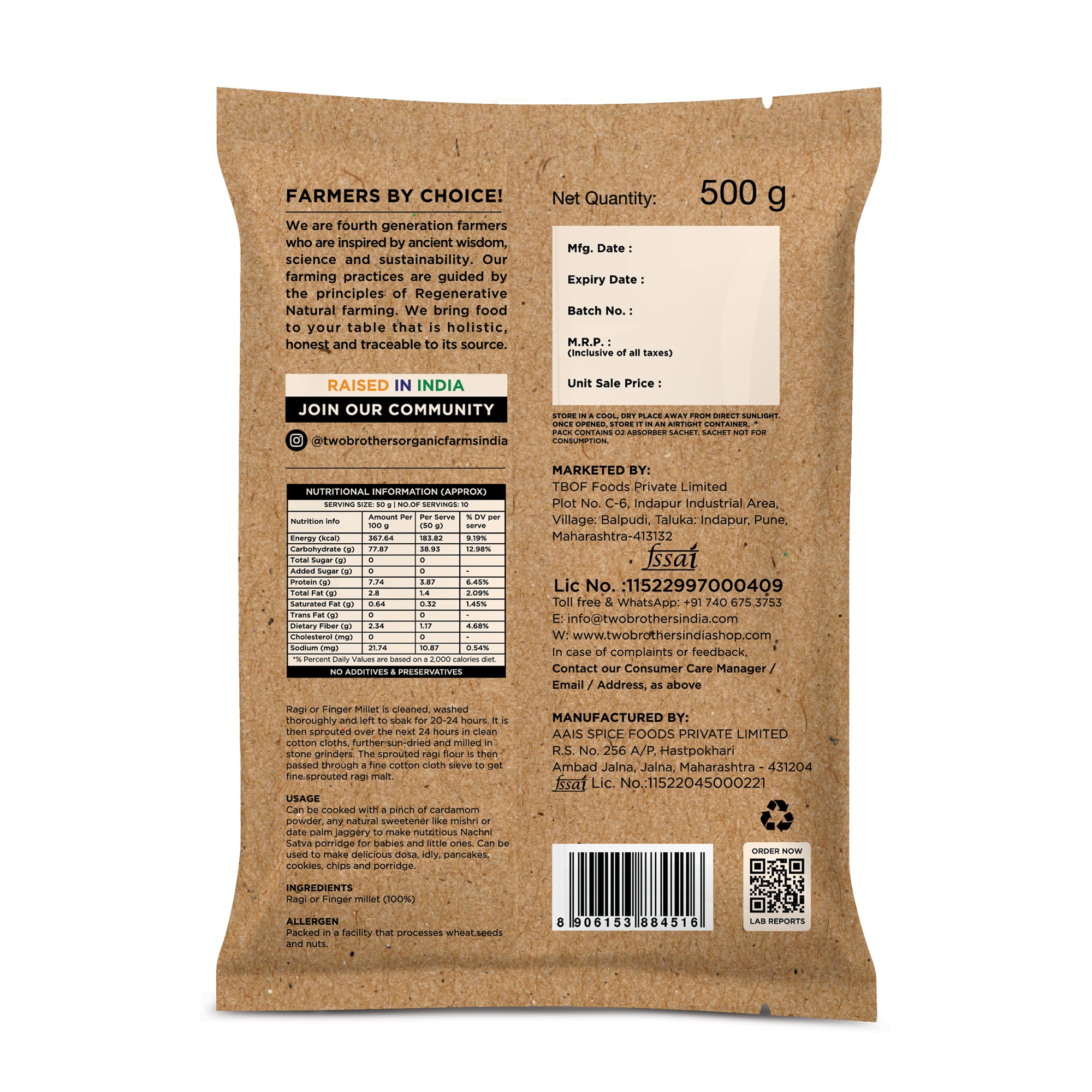 Shop Sprouted Ragi Malt - Nachni Satva 500g
