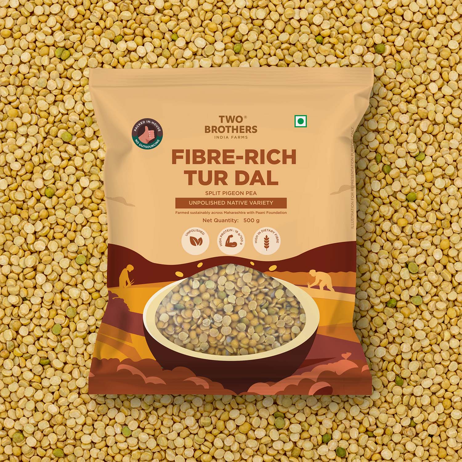 Tur (Pigeon Pea) Dal, Unpolished Desi Variety - 500g