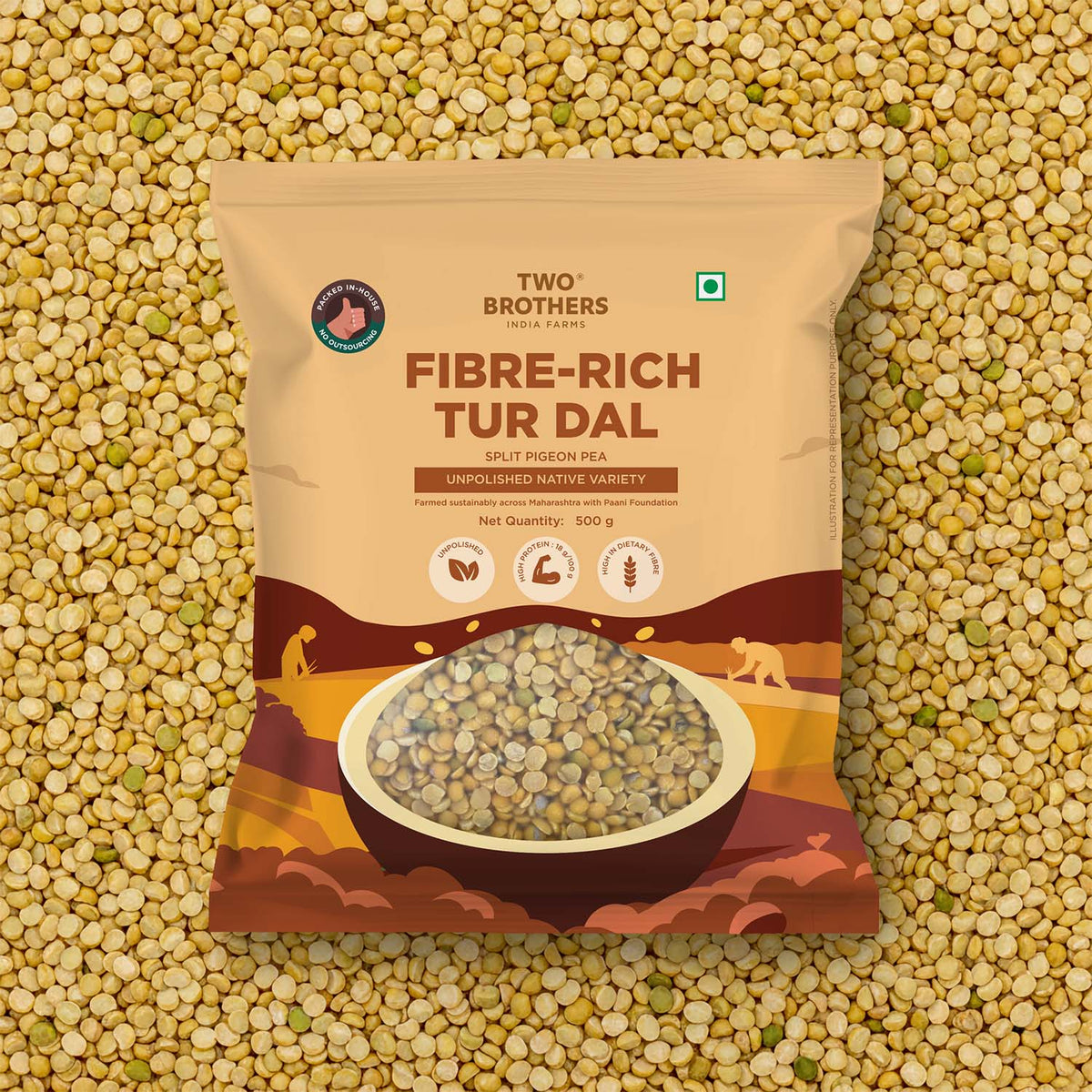 Tur (Pigeon Pea) Dal, Unpolished Desi Variety - 500g