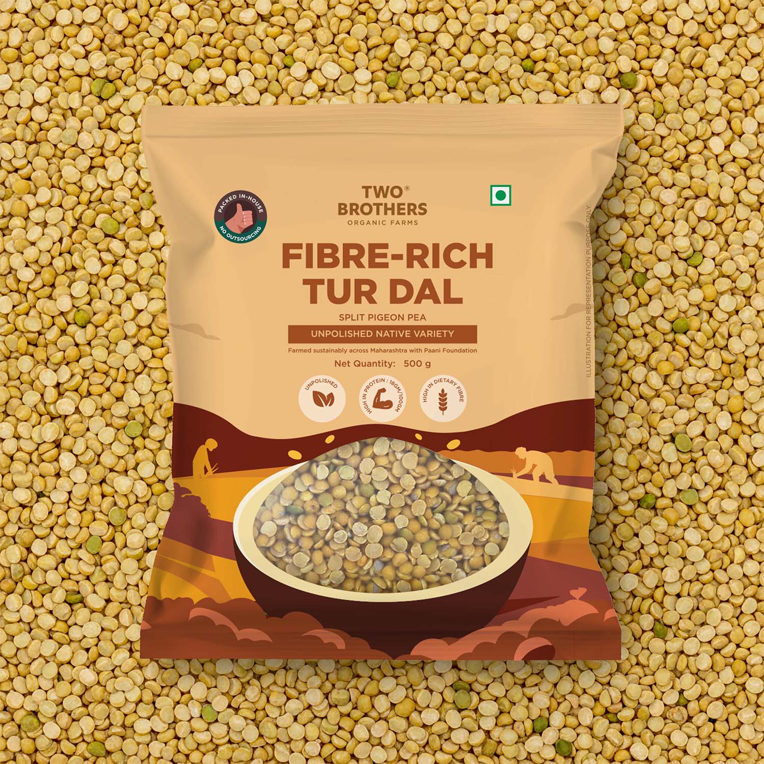 Tur (Pigeon Pea) Dal, Unpolished Desi Variety - 500g