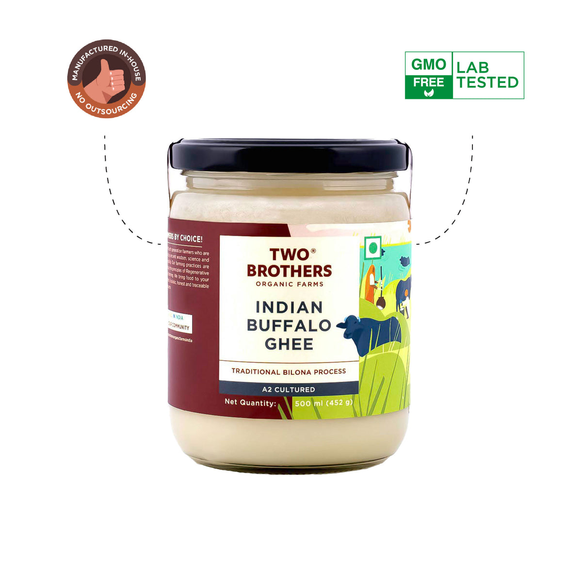 Two Brothers Cultured Ghee Lactose Free Glyphosate Residue Free GMO Lab Tested