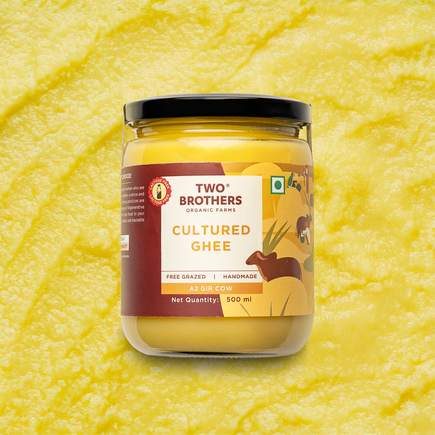 Two Brothers Organic Farms Amorearth A2 Desi Gir Cow Cultured Ghee jar