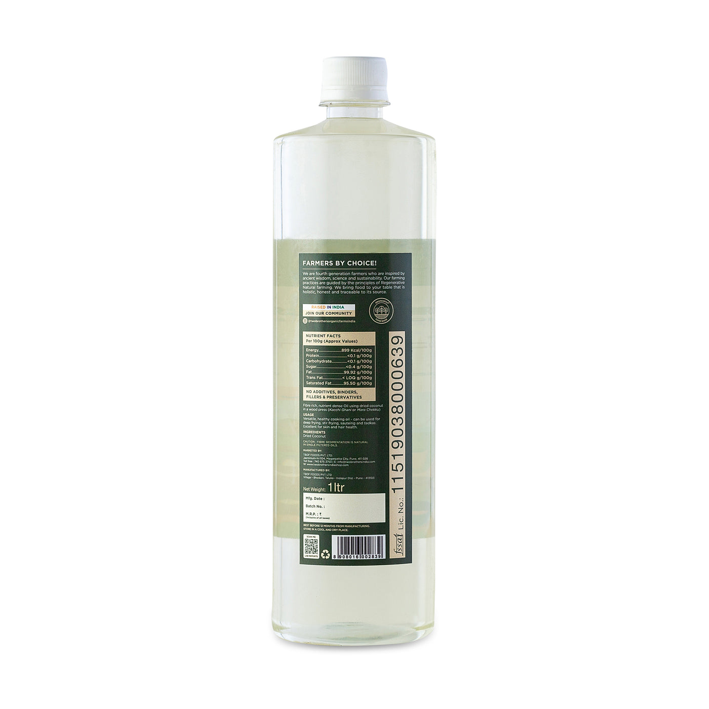 Buy Pure Organic Coconut Oil 1ltr Unrefined & Natural Wood Pressed Oil